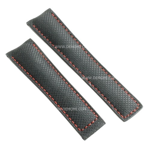 Tag Heuer Cinturino Pelle FC6256 Nero carbon fiber misure 22/18 mm per Carrera
