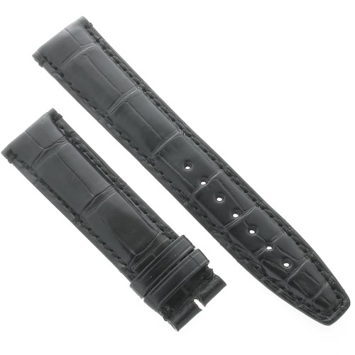 Cinturino non originale per IWC Alligatore Nero Opaco 20/18 mm compatibile Portoghese