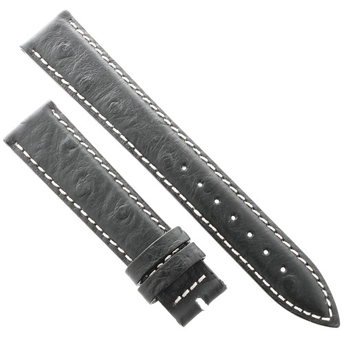 Cinturino Stampa Struzzo Nero opaco 18/16 mm B37B classico cuciture bianche