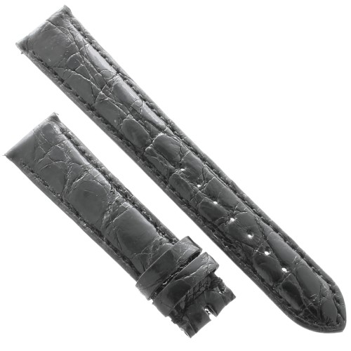 Cinturino Coccodrillo Nero Lucido 18/16 forma classica