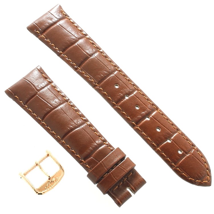 Longines Cinturino L682101103 FR Stampa Alligatore marrone GOLD 20/16 mm fibbia PVD Rosa.