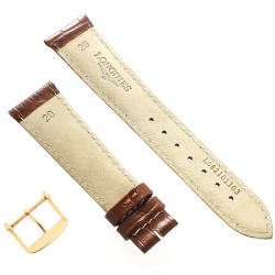Longines Cinturino L682101103 FR Stampa Alligatore marrone GOLD 20/16 mm fibbia PVD Rosa. 2