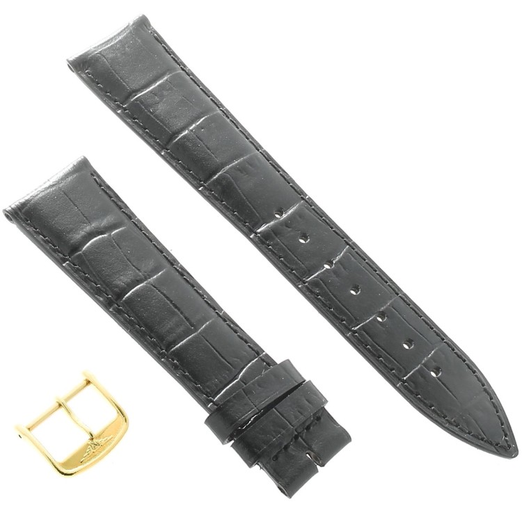 Longines Cinturino L682101263 FG Stampa Alligatore Nero 20/16 mm fibbia PVD