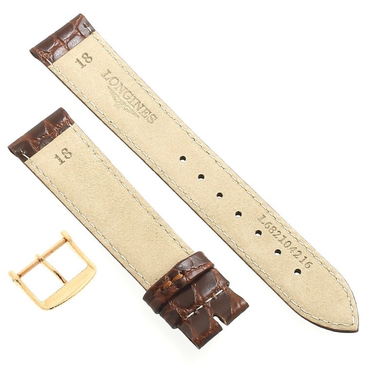 Longines Cinturino L682104216 FR Stampa Alligatore Marrone 18-16 mm