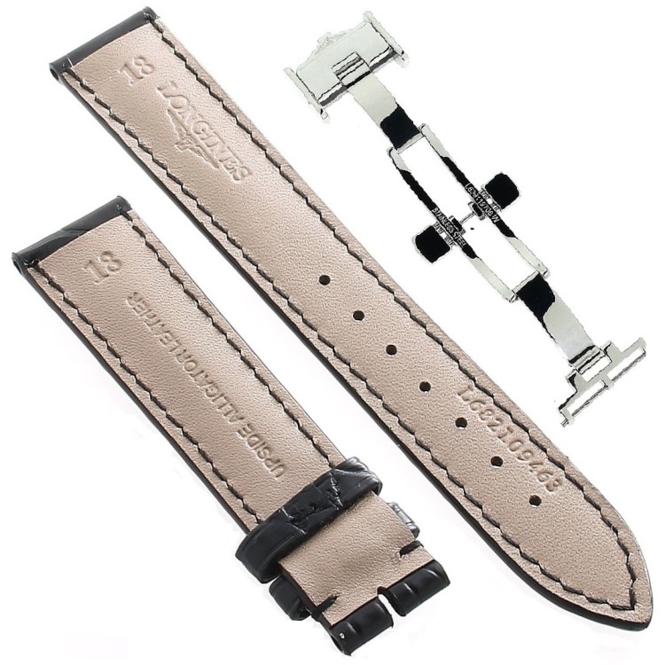 Longines Cinturino Alligatore L682109463 FDA Nero Opaco 18/16 mm