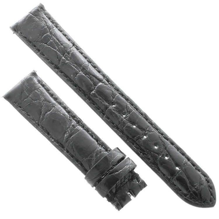 Cinturino Coccodrillo Nero Lucido 18/16 forma classica