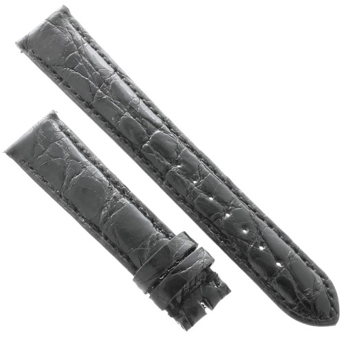 Cinturino Coccodrillo Nero Lucido 18/16 forma classica