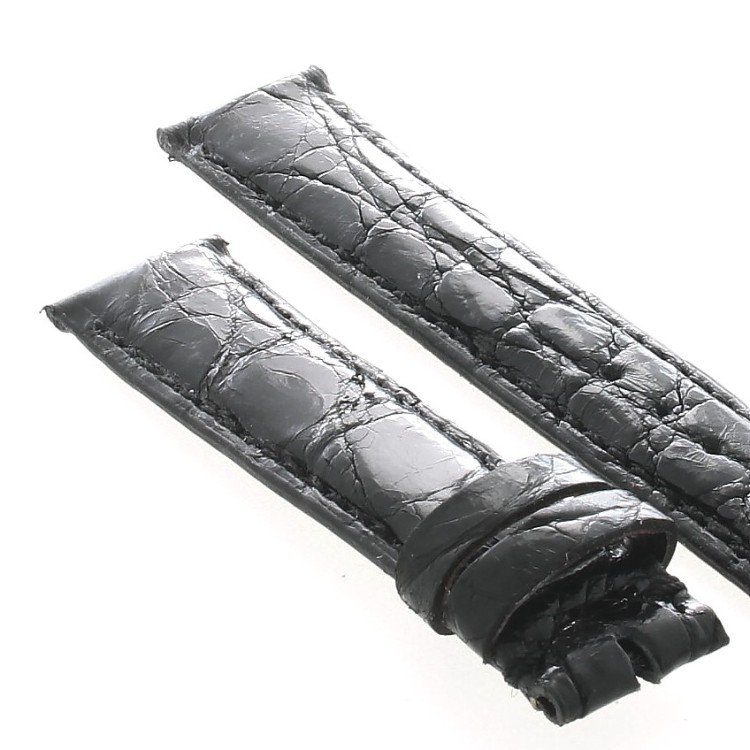 Cinturino Coccodrillo Nero Lucido 18/16 forma classica