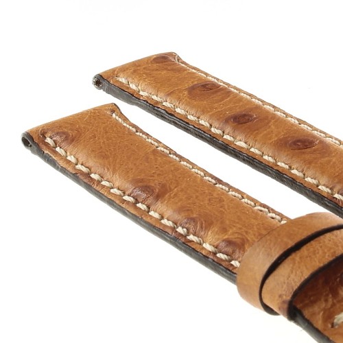 Cinturino Stampa Struzzo Marrone Miele opaco 16/14 mm B37B classico cuciture bianche