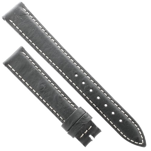 Cinturino Stampa Struzzo Nero opaco 16/14 mm B37B classico cuciture bianche
