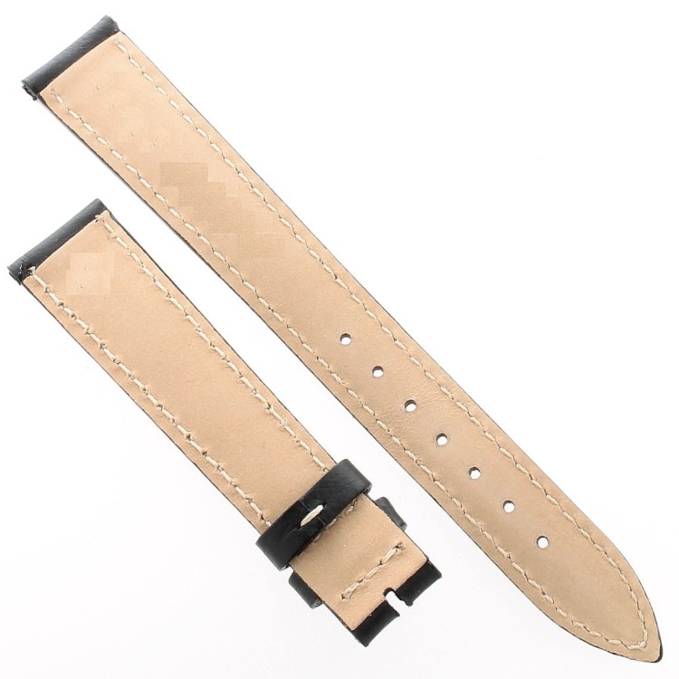 Cinturino Stampa Struzzo Nero opaco 16/14 mm B37B classico cuciture bianche