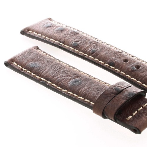 Cinturino Stampa Struzzo Marrone opaco 18/16 mm B37B classico cuciture bianche