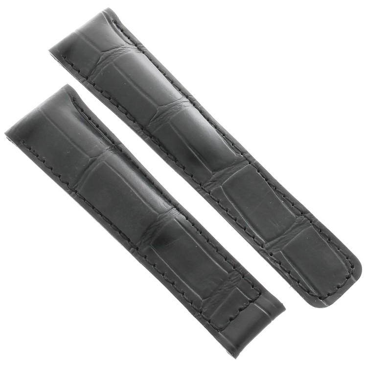 Tag Heuer Cinturino Monaco Stampa Alligatore Nero Non Originale 22/18 mm