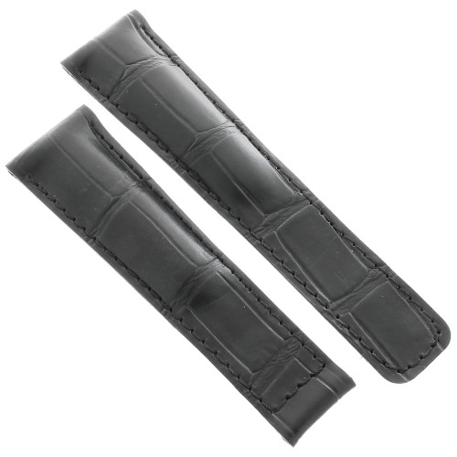 Tag Heuer Cinturino Monaco Stampa Alligatore Nero Non Originale 22/18 mm