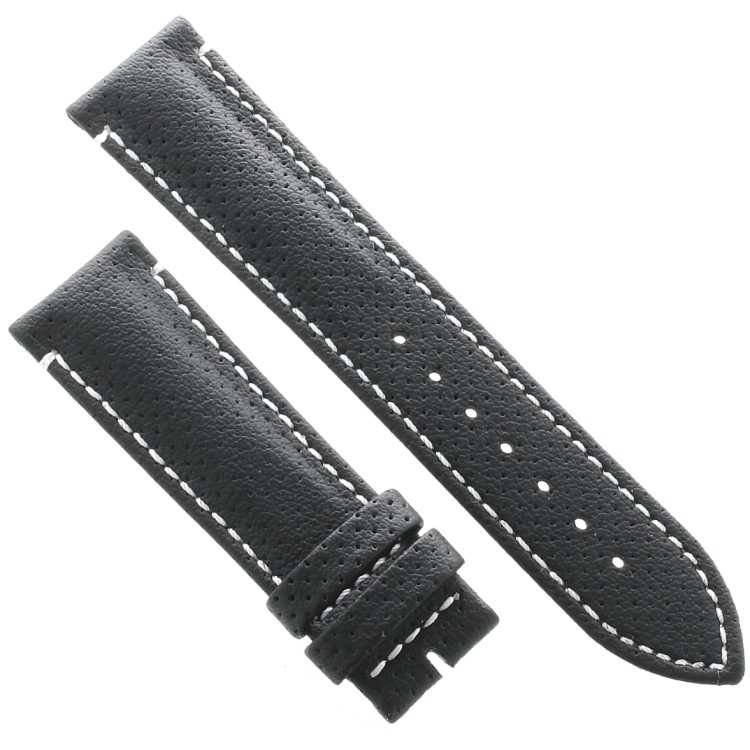 Cinturino Water Resistant Vitello Nero Opaco Microfori 22/20 mm B50W classico cuciture bianche
