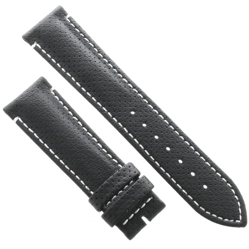 Cinturino Water Resistant Vitello Nero Opaco Microfori 22/20 mm B50W classico cuciture bianche