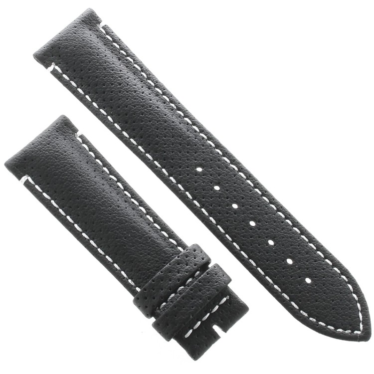Cinturino Water Resistant Vitello Nero Opaco Microfori 22/20 mm B50W classico cuciture bianche