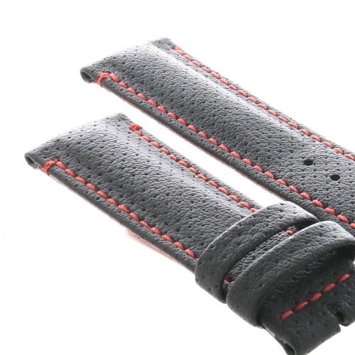 Cinturino Water Resistant Vitello Nero Opaco Microfori 22/20 mm B50W classico cuciture bianche