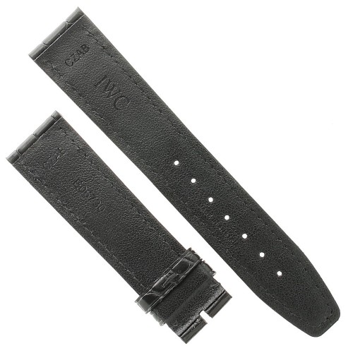 IWC Cinturino Alligatore Nero Lucido medio 20/18 mm misure 115 e 75 mm
