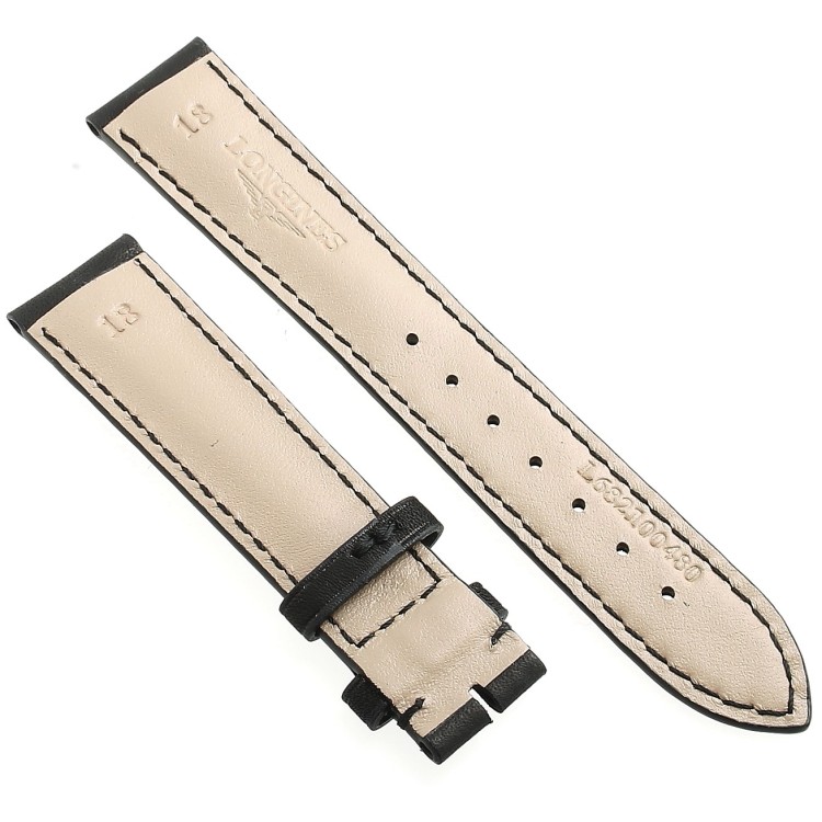 Longines Cinturino L682100480 Pelle Liscia Opaca Nero 18-16 mm Heritage