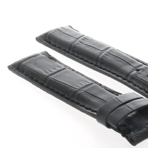 Cinturino non originale per IWC portoghese pelle  stampa alligatore Nero Opaco 20/18 mm 