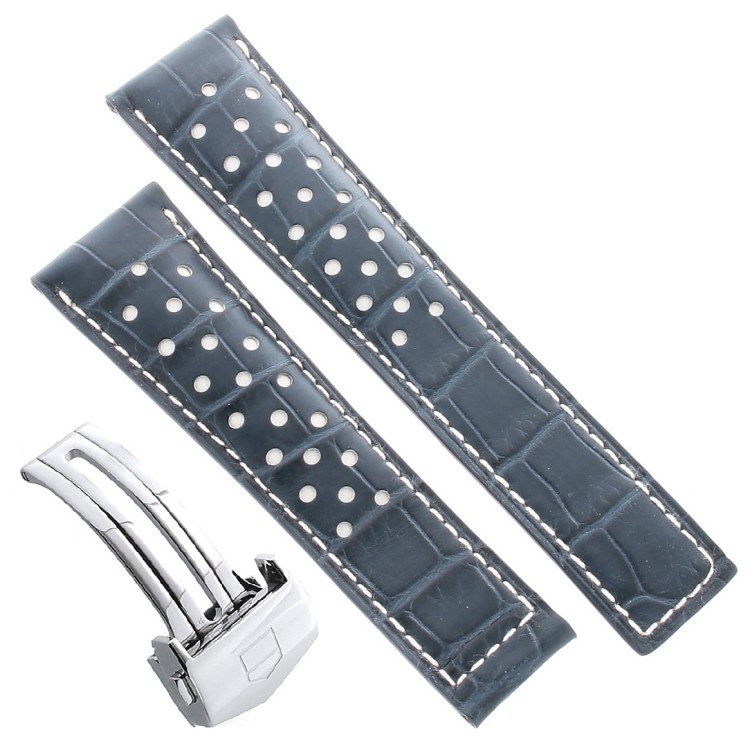 Tag Heuer Cinturino Monaco EB0030-BLUE FDA Alligatore Blu 22/18 mm