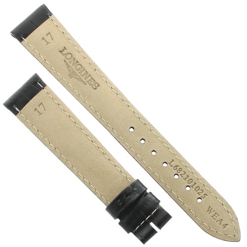 Longines Cinturino L682101025 Stampa Coccodrillo Nero Lucido 17/14 mm