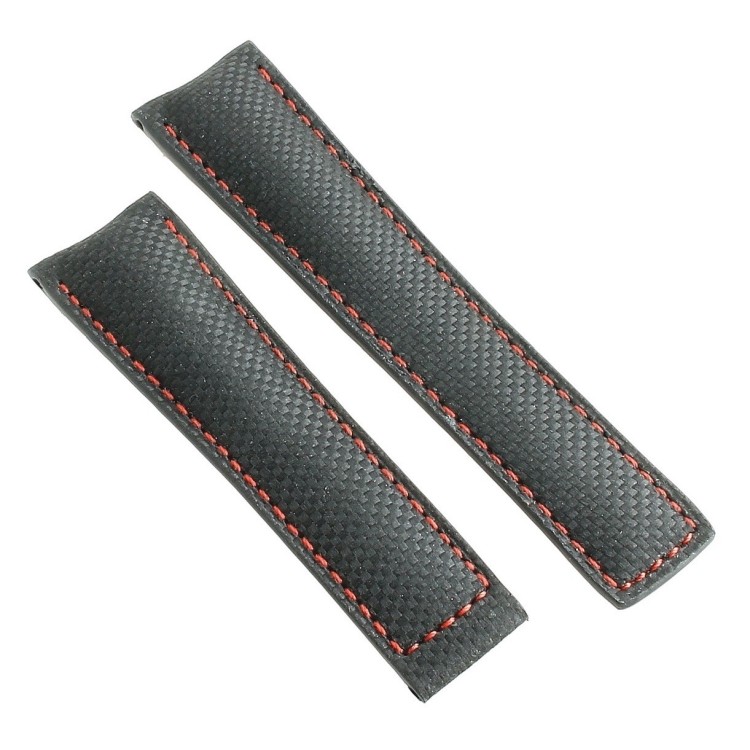 Tag Heuer Cinturino Pelle FC6256 Nero carbon fiber misure 22/18 mm per Carrera