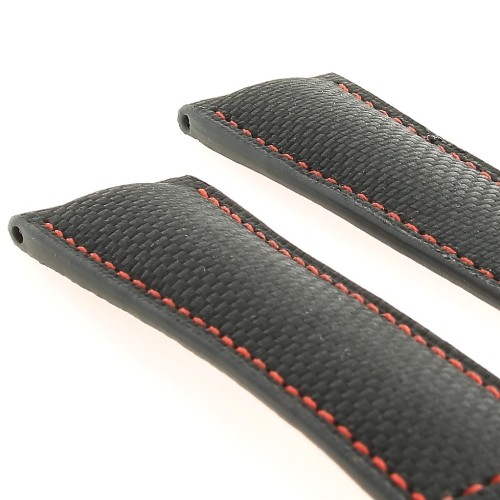 Tag Heuer Cinturino Pelle FC6256 Nero carbon fiber misure 22/18 mm per Carrera
