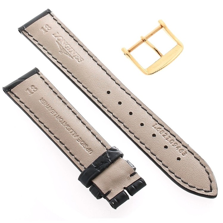 Longines Cinturino Alligatore L682109463 FR Nero Opaco 18/16 mm