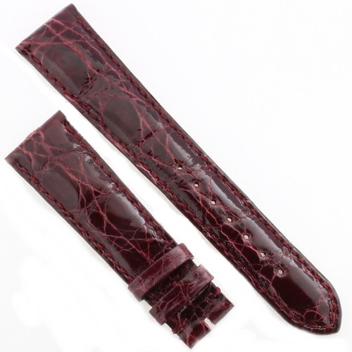 Cinturino Coccodrillo Rosso Bordeaux Lucido 20/16 mm B37B forma classica