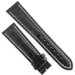 Cinturino Sartoriale Alligatore Nero Opaco 22/18 B55B forma classico Breitling cucitura chiara