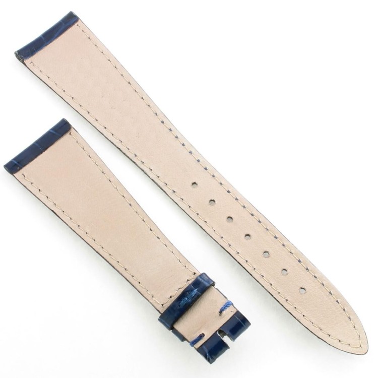 Cinturino Alligatore Blu Lucido 20/14 mm forma classica