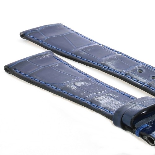 Cinturino Alligatore Blu Lucido 20/14 mm forma classica