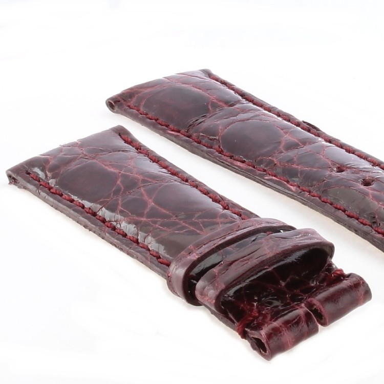 Cinturino Coccodrillo Rosso Bordeaux Lucido 20/16 mm B37B forma classica