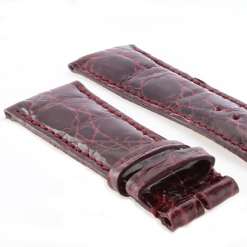 Cinturino Coccodrillo Rosso Bordeaux Lucido 20/16 mm B37B forma classica