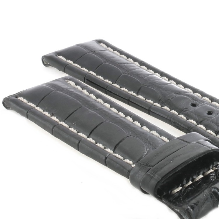 Cinturino Sartoriale Alligatore Nero Opaco 22/18 B55B forma classico Breitling cucitura chiara
