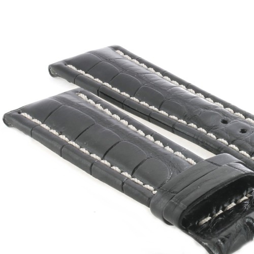 Cinturino Sartoriale Alligatore Nero Opaco 22/18 B55B forma classico Breitling cucitura chiara