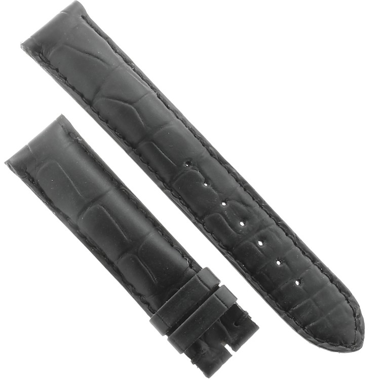 Cinturino Sartoriale Alligatore Nero Opaco 19/17 mm B47B classico.