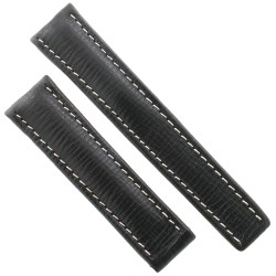 Cinturino originale Breitling Pelle Nero Opaco 21/18 B65B per deployante cuciture chiare