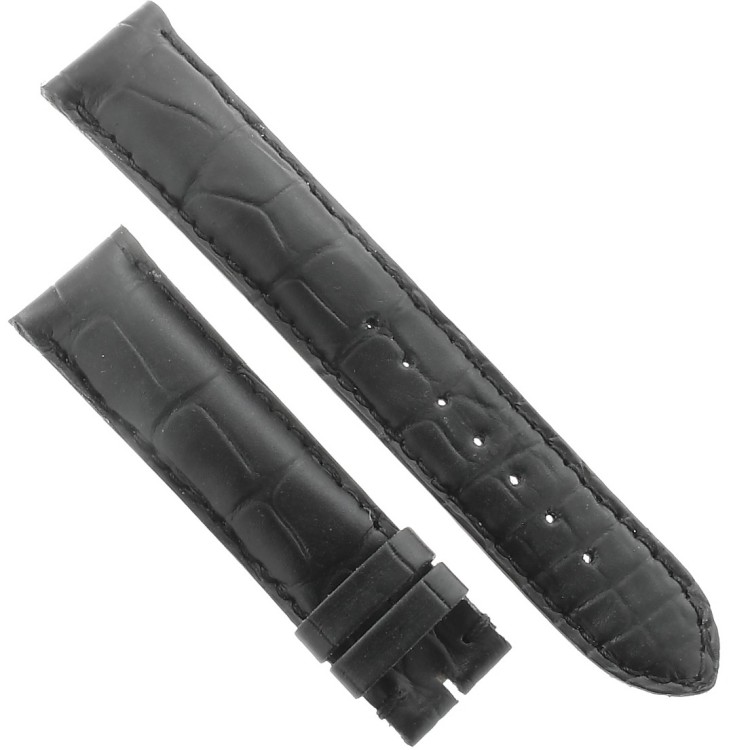 Cinturino Sartoriale Alligatore Nero Opaco 19/17 mm B47B classico.
