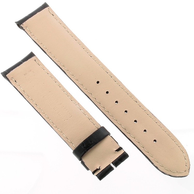 Cinturino Sartoriale Alligatore Nero Opaco 19/17 mm B47B classico.