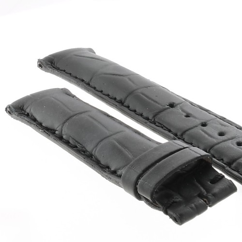 Cinturino Sartoriale Alligatore Nero Opaco 19/17 mm B47B classico.