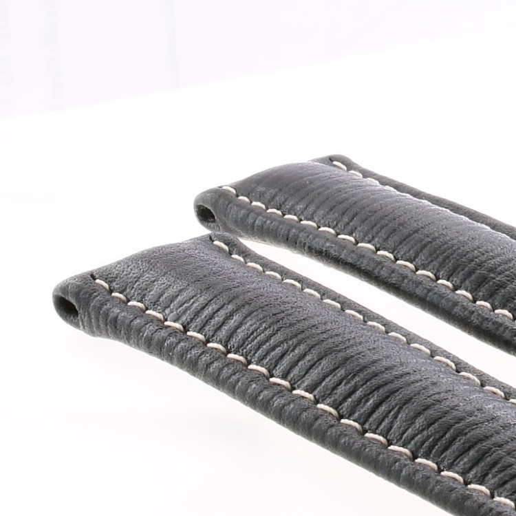 Cinturino originale Breitling Pelle Nero Opaco 21/18 B65B per deployante cuciture chiare