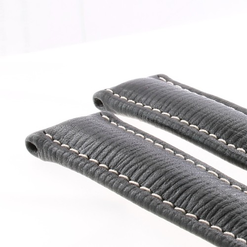 Cinturino originale Breitling Pelle Nero Opaco 21/18 B65B per deployante cuciture chiare