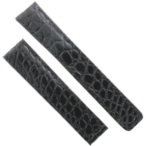Tag Heuer Cinturino Carrera Coccodrillo nero lucido non Originale 18/16