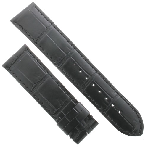 Cinturino Sartoriale Stampa Alligatore Nero Opaco 22/20 mm fodera nera classico