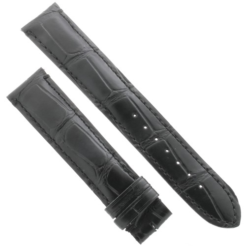 Cinturino Sartoriale Stampa Alligatore Nero Opaco 19/17 mm B47B  classico