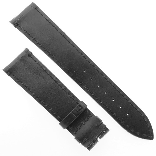 Cinturino Sartoriale Alligatore Nero opaco 21/18 mm B45B. Impuntura su anse e fibbia.