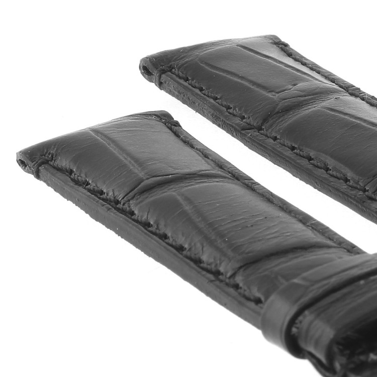 Cinturino Sartoriale Stampa Alligatore Nero Opaco 19/16 mm B4N